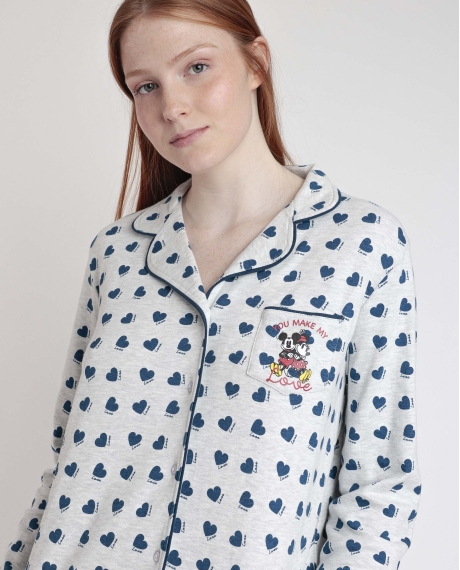DISNEY Pijama Manga Larga Abierto You Make Me Love para Mujer GRIS JASPE 2