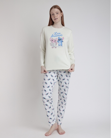 DISNEY Pijama Manga Larga Stitch Pyjamas para Mujer MENTA