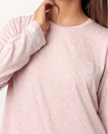 ADMAS CLASSIC Pijama Manga Larga Hearts para Mujer ROSA 2
