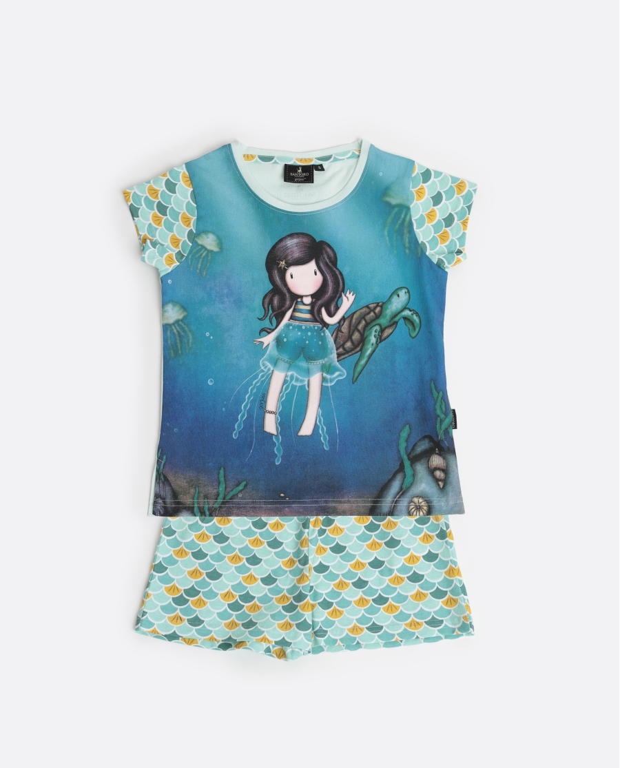 SANTORO Pijama Manga Corta Deep Secrets para Niña AQUA