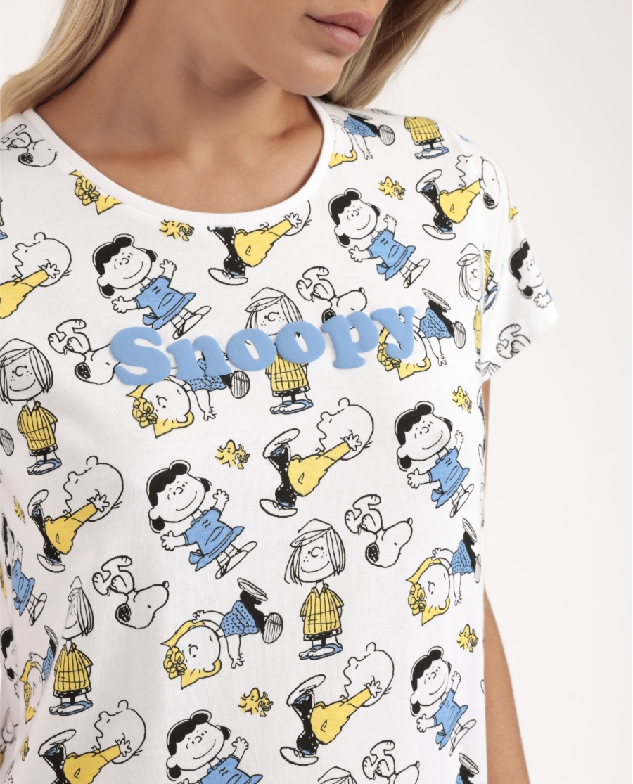 PEANUTS Pijama Manga Corta Party Friends para Mujer BLANCO PEANUTS Pijama Manga Corta Party Friends para Mujer BLANCO