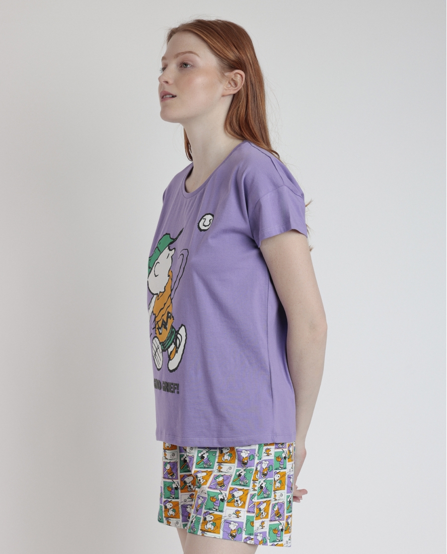 PEANUTS Pijama Manga Corta Good Grief para Mujer VIOLETA PEANUTS Pijama Manga Corta Good Grief para Mujer VIOLETA