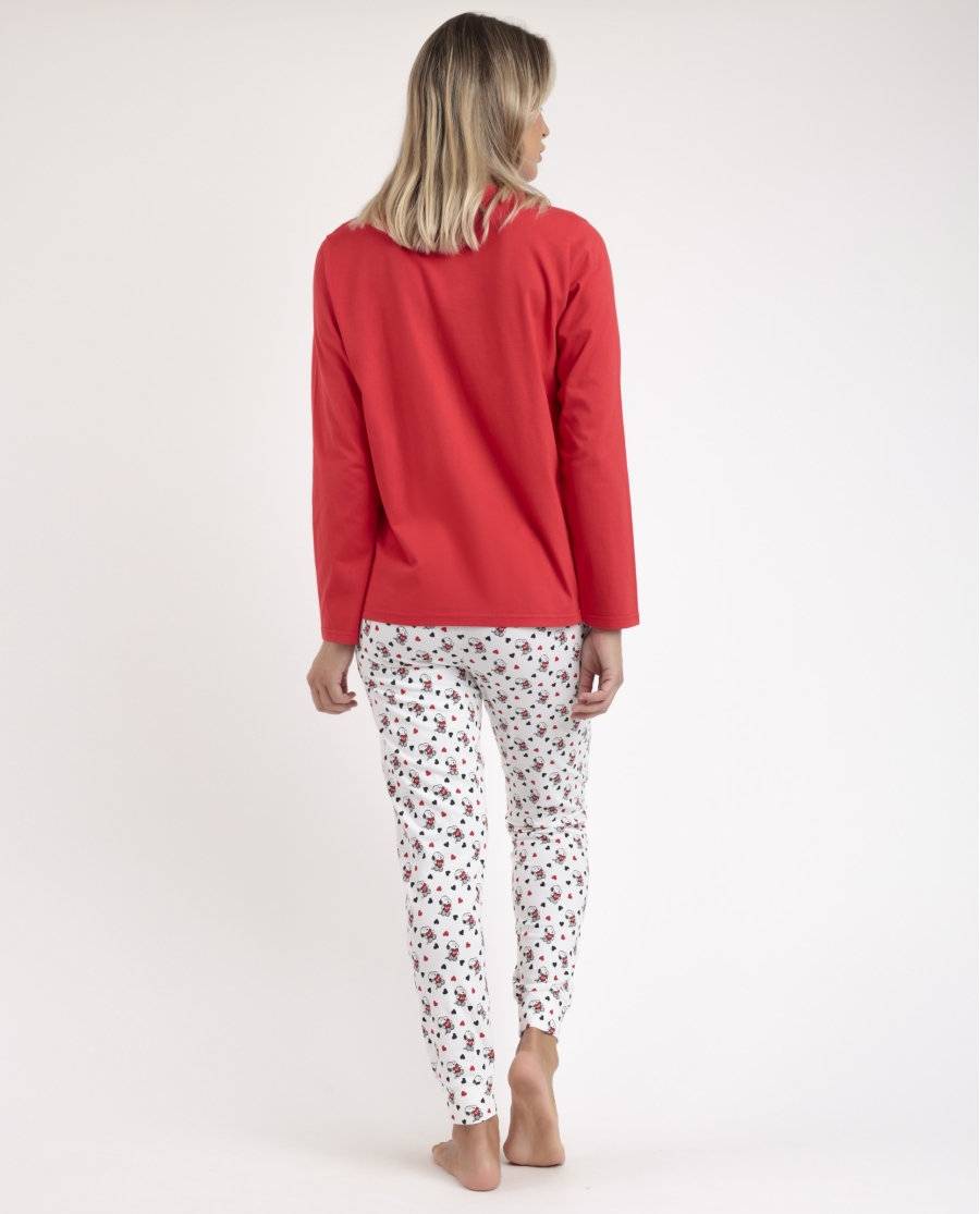 PEANUTS Pijama Manga Larga In My Heart para Mujer ROJO
