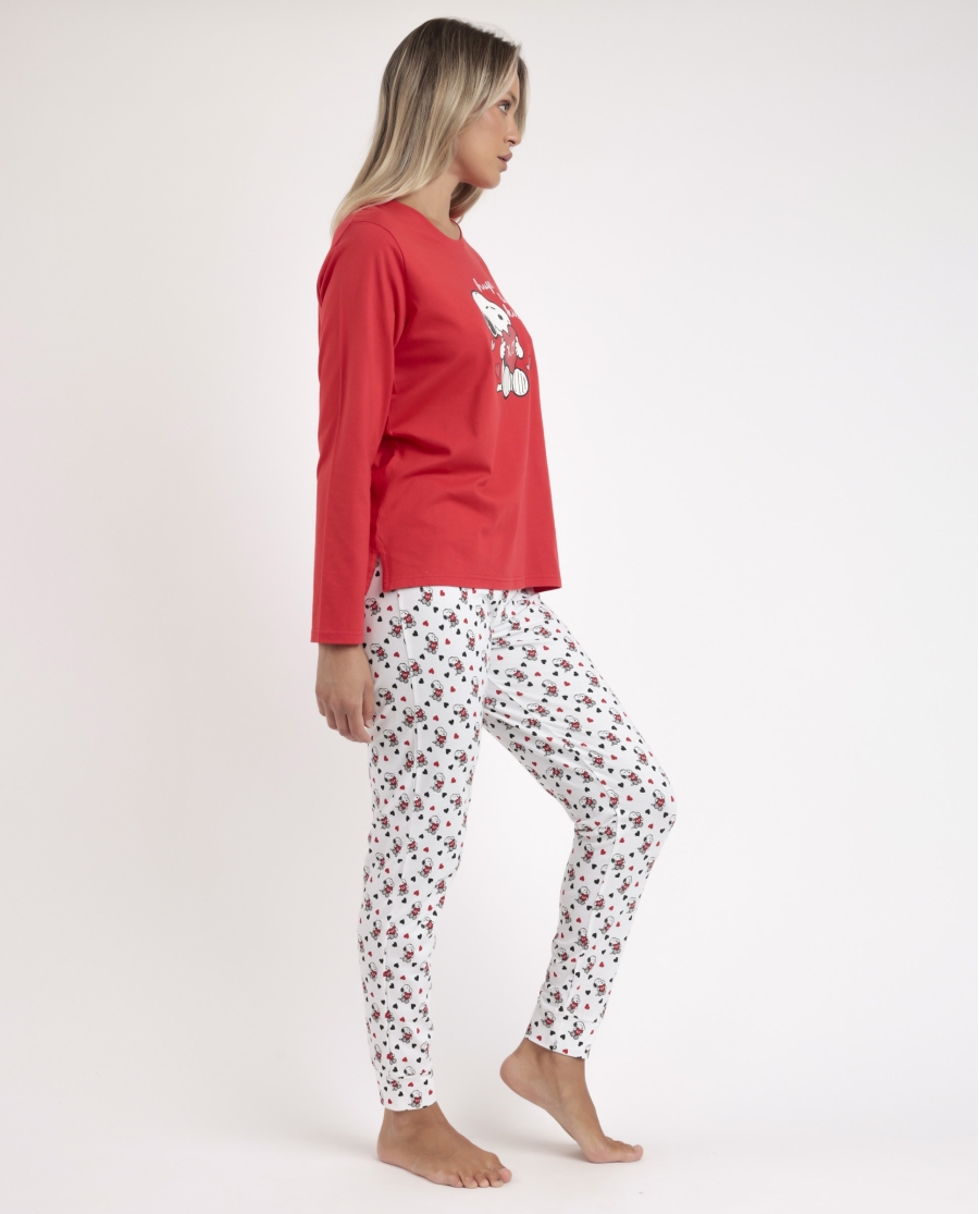 PEANUTS Pijama Manga Larga In My Heart para Mujer ROJO