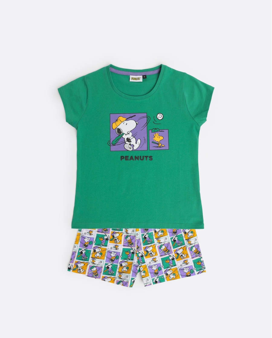 PEANUTS Pijama Manga Corta Good Grief para Niña VERDE PEANUTS Pijama Manga Corta Good Grief para Niña VERDE