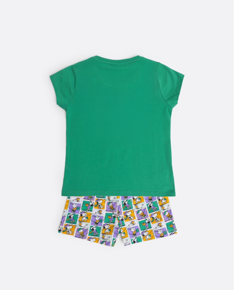 PEANUTS Pijama Manga Corta Good Grief para Niña VERDE PEANUTS Pijama Manga Corta Good Grief para Niña VERDE
