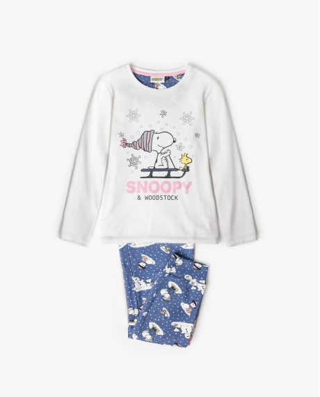 PEANUTS Pijama Manga Larga Snow Drift para Niña CRUDO