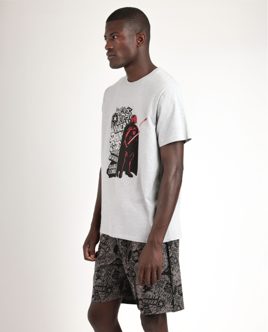 STAR WARS Pijama Manga Corta Darth Vader para Hombre GRIS JASPE
