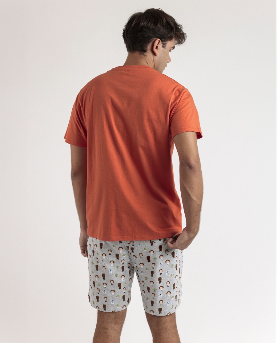 STAR WARS Pijama Manga Corta Pixel Wars para Hombre NARANJA