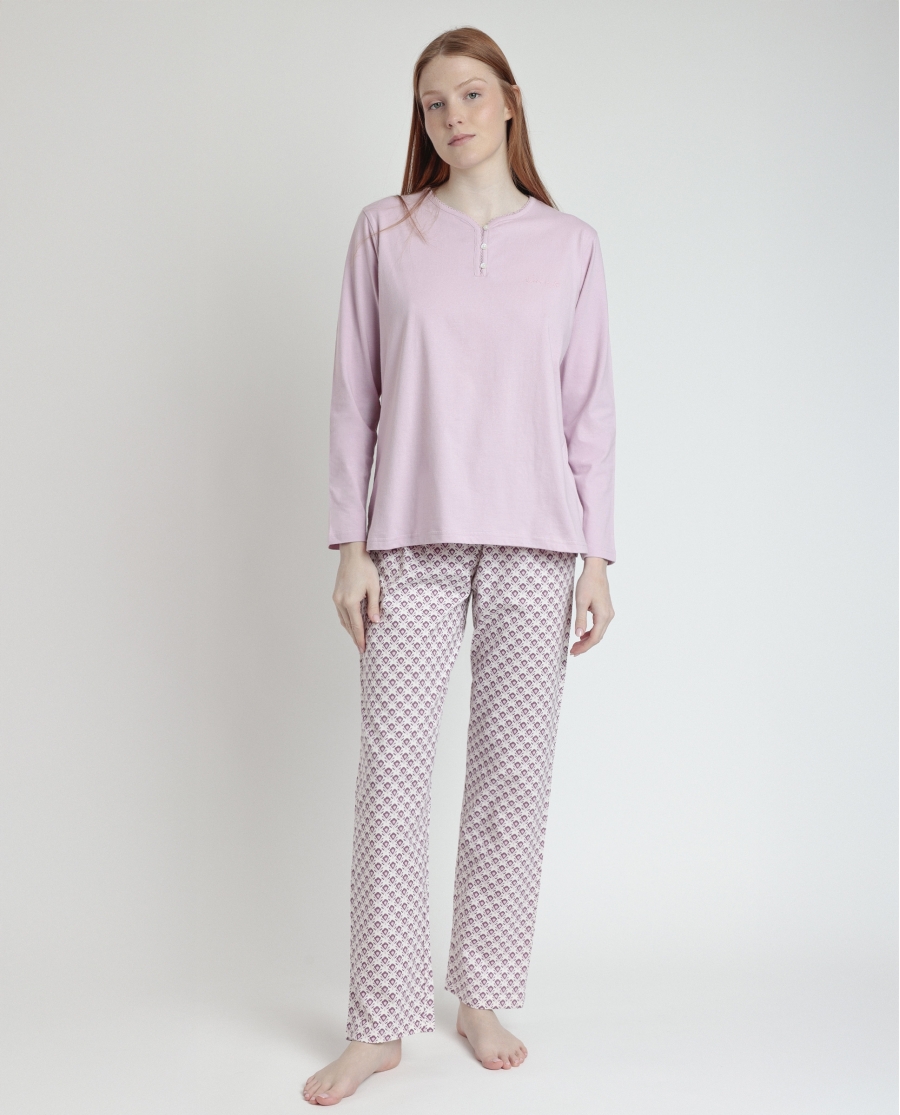 STAY AT HOME Pijama Manga Larga Greek Style para Mujer MALVA