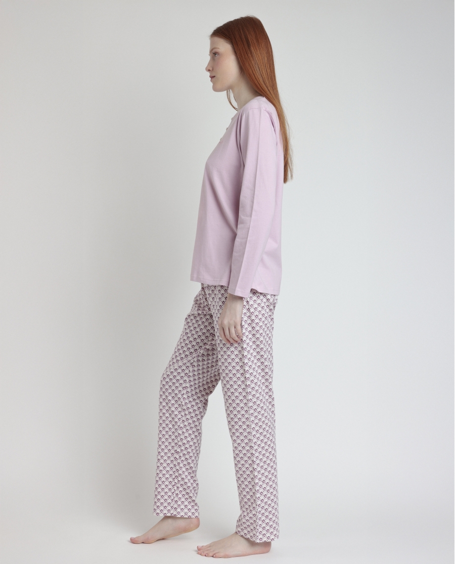 STAY AT HOME Pijama Manga Larga Greek Style para Mujer MALVA