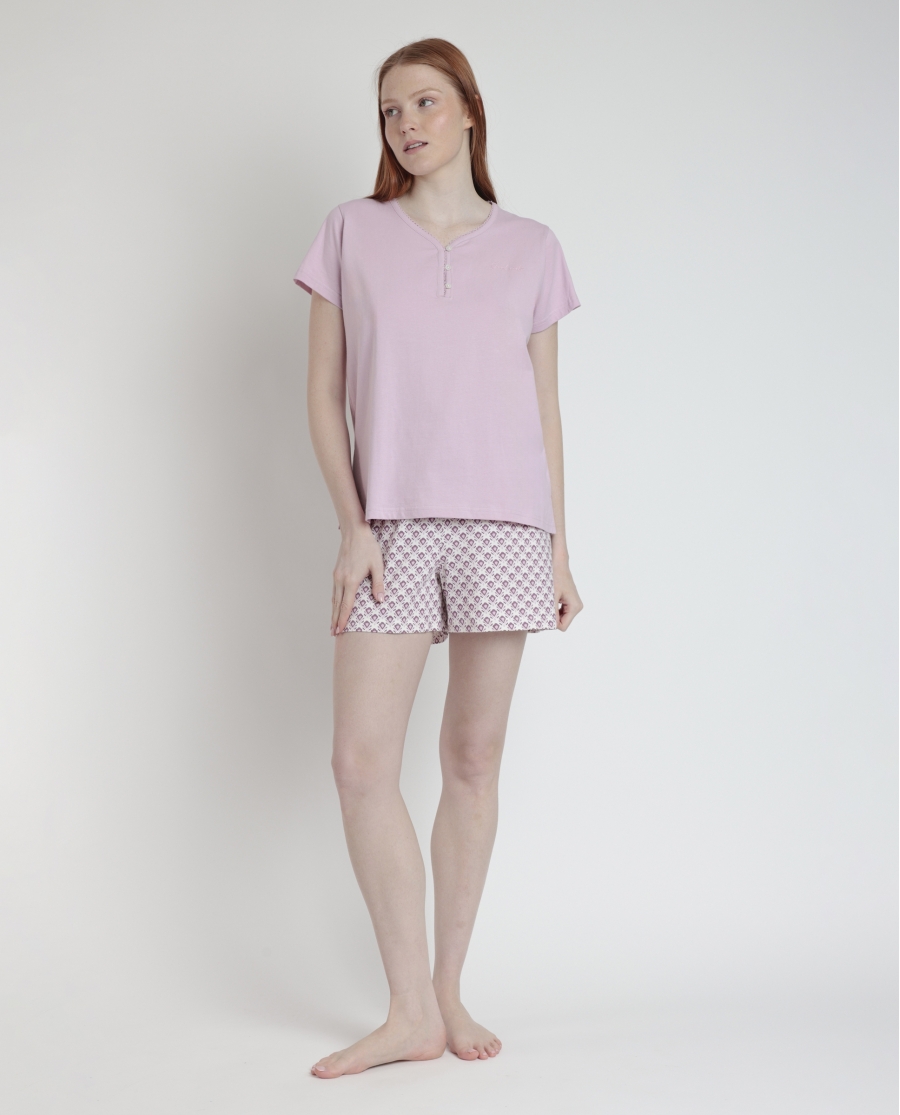 STAY AT HOME Pijama Manga Corta Greek Style para Mujer MALVA