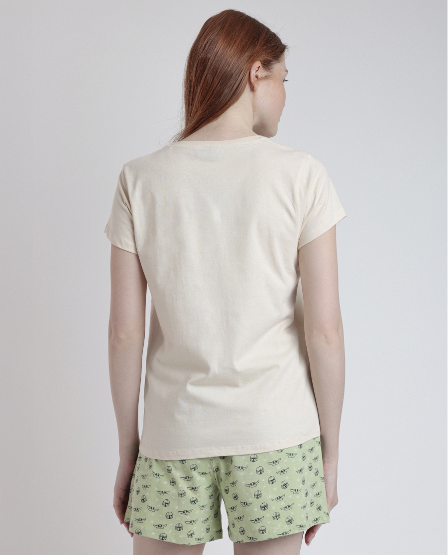 STAR WARS Pijama Manga Corta Hello Friend para Mujer CRUDO STAR WARS Pijama Manga Corta Hello Friend para Mujer CRUDO