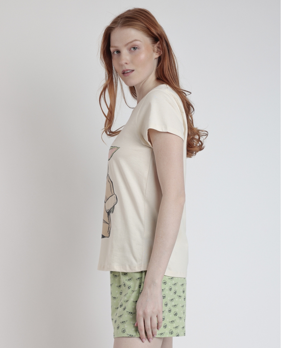 STAR WARS Pijama Manga Corta Hello Friend para Mujer CRUDO STAR WARS Pijama Manga Corta Hello Friend para Mujer CRUDO