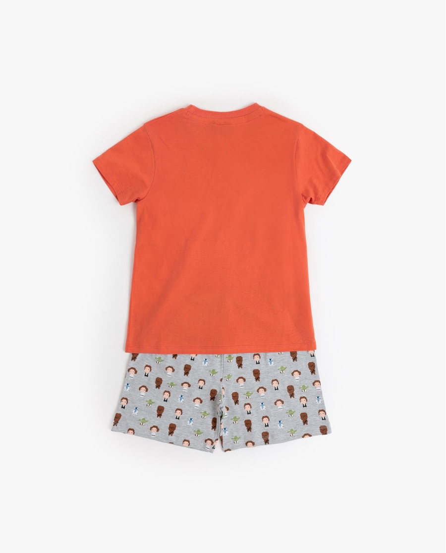 STAR WARS Pijama Manga Corta Pixel Wars para Niño NARANJA