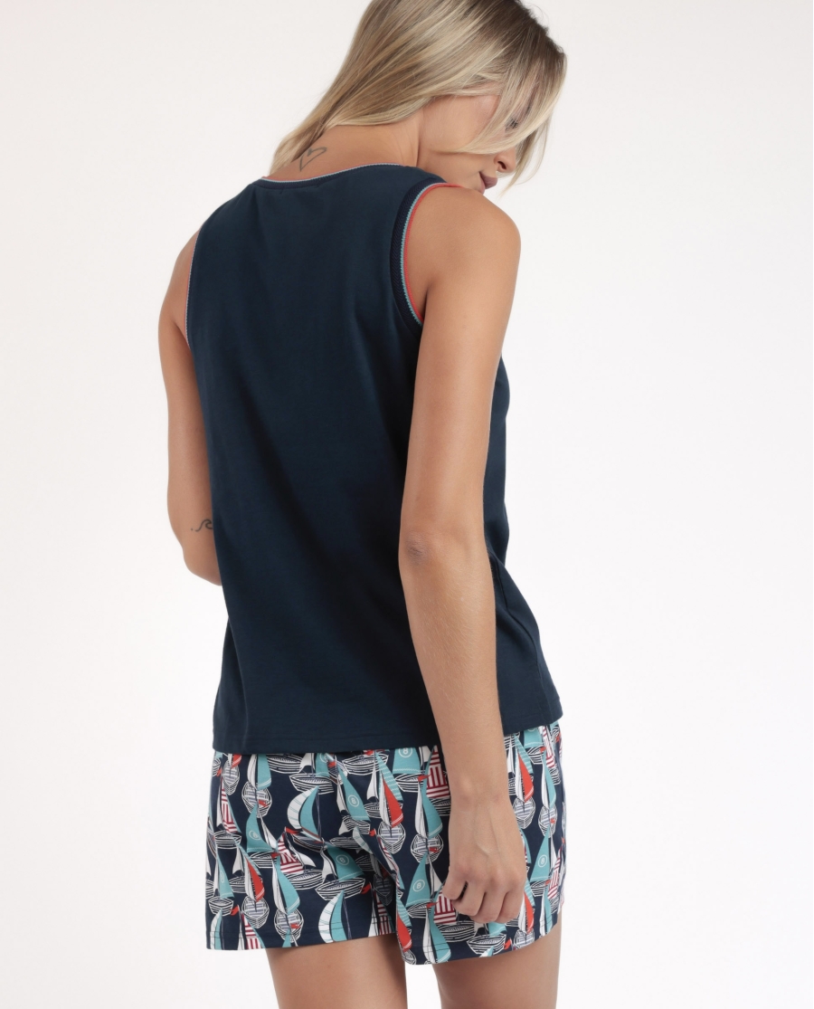 ADMAS Pijama Sin Mangas Boat Race para Mujer MARINO ADMAS Pijama Sin Mangas Boat Race para Mujer MARINO