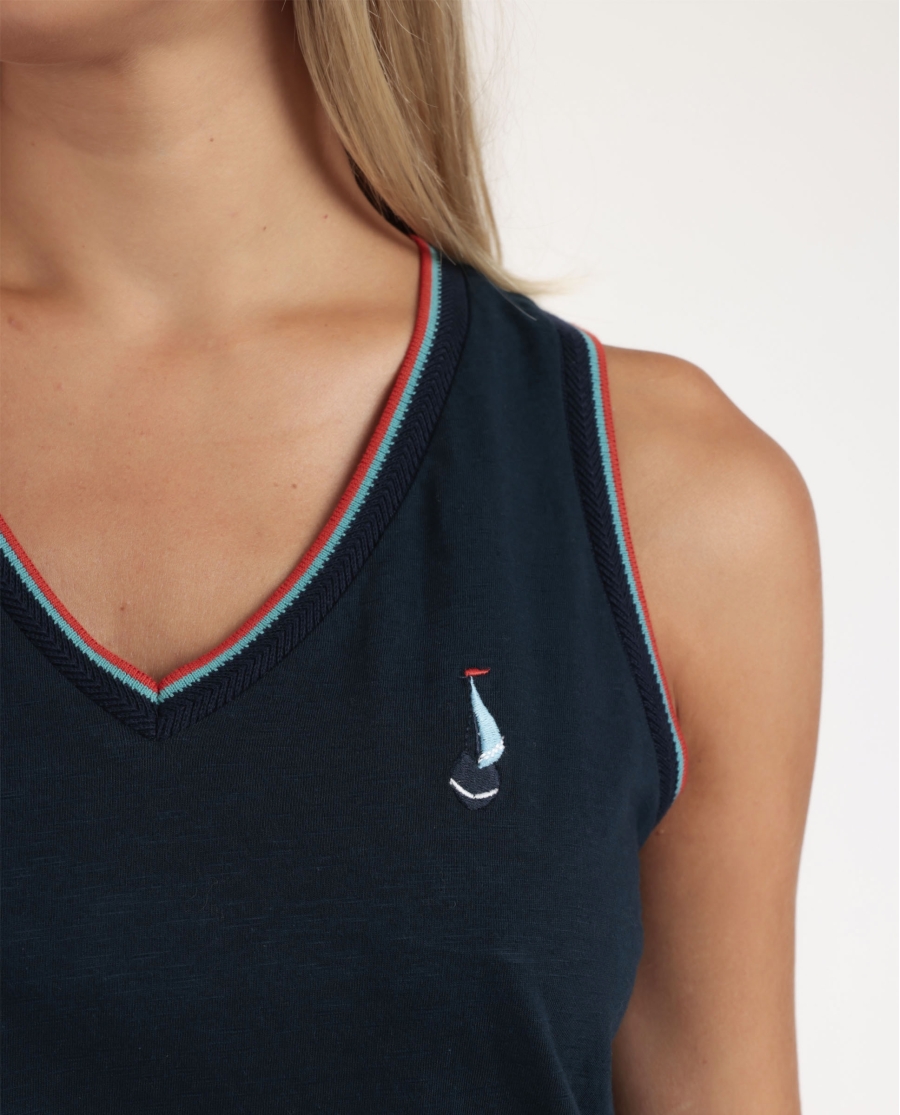 ADMAS Pijama Sin Mangas Boat Race para Mujer MARINO ADMAS Pijama Sin Mangas Boat Race para Mujer MARINO