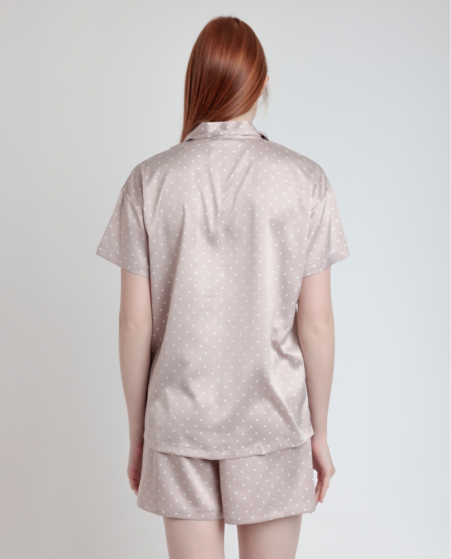 ADMAS CLASSIC Pijama Abierto Manga Corta Dots Lace para Mujer PIEDRA ADMAS CLASSIC Pijama Abierto Manga Corta Dots Lace para Mujer PIEDRA