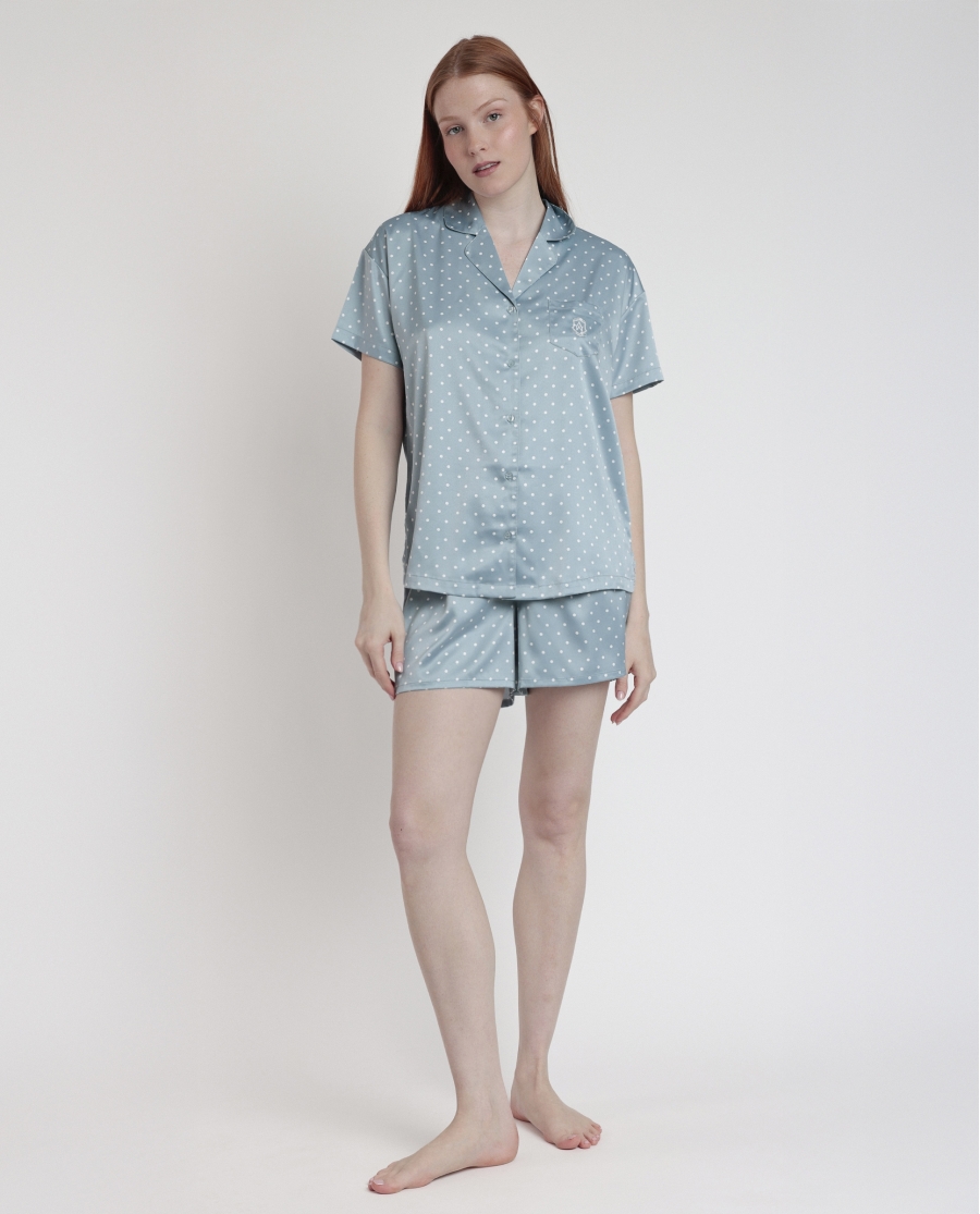 ADMAS CLASSIC Pijama Abierto Manga Corta Dots Lace para Mujer VERDE AGUA ADMAS CLASSIC Pijama Abierto Manga Corta Dots Lace para Mujer VERDE AGUA