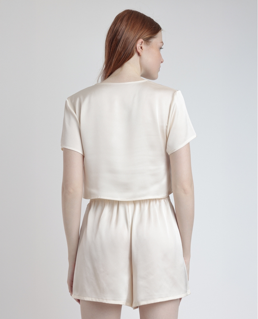 ADMAS LUXURY Pijama Abierto Lazos Manga Corta Generals para Mujer CAVA ADMAS LUXURY Pijama Abierto Lazos Manga Corta Generals para Mujer CAVA