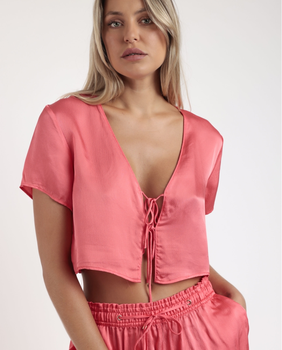 ADMAS LUXURY Pijama Abierto Lazos Manga Corta Generals para Mujer ROSA ADMAS LUXURY Pijama Abierto Lazos Manga Corta Generals para Mujer ROSA