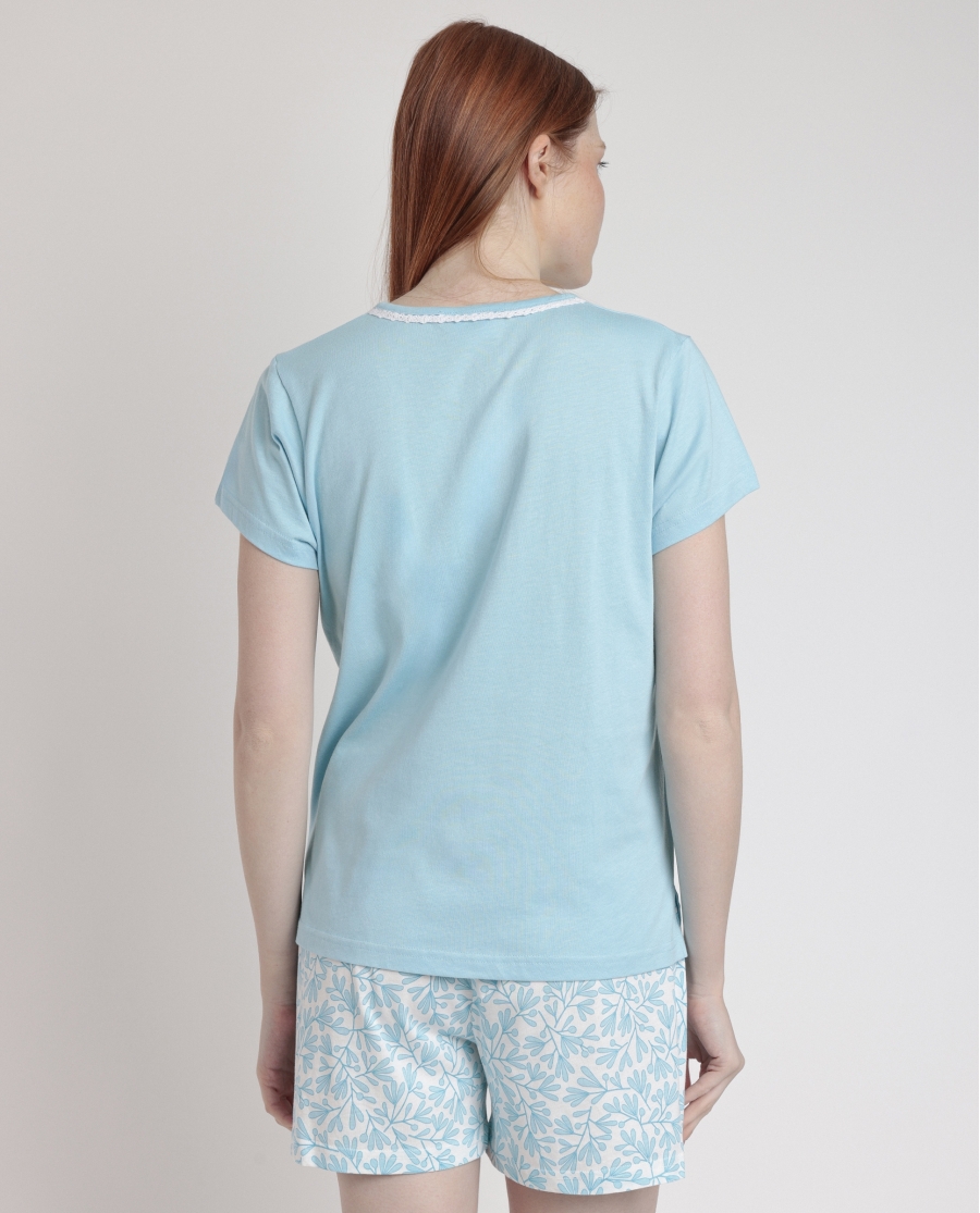 ADMAS CLASSIC Pijama Manga Corta Spring Leaves para Mujer AZUL ADMAS CLASSIC Pijama Manga Corta Spring Leaves para Mujer AZUL