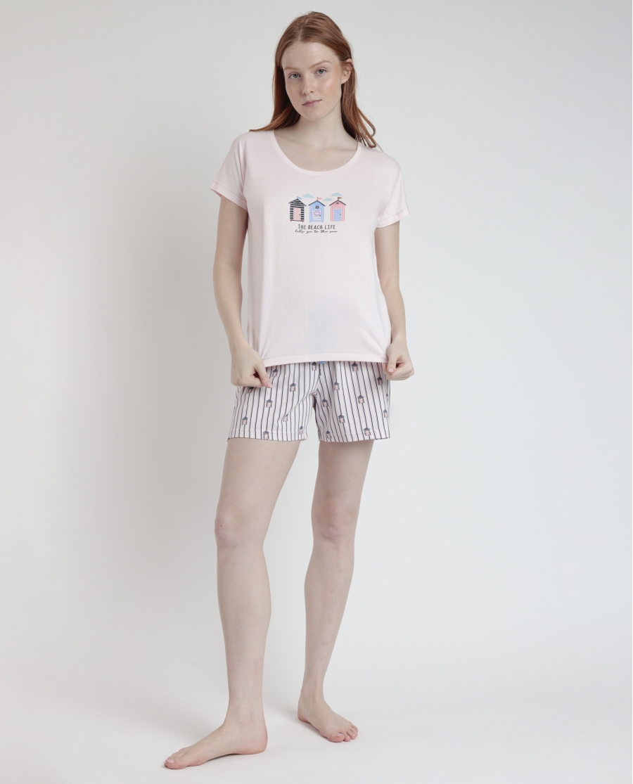 ADMAS Pijama Manga Caída Beach Life para Mujer ROSA ADMAS Pijama Manga Caída Beach Life para Mujer ROSA
