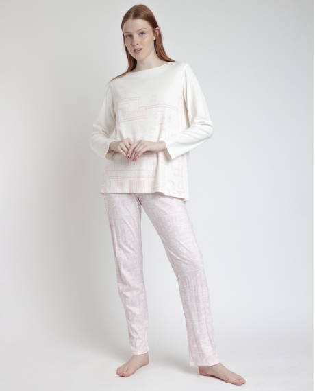 ADMAS Pijama Manga Larga La Vie Est Belle para Mujer CRUDO