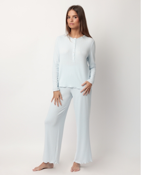 ADMAS CLASSIC Pijama Manga Larga Tapeta Romantic para Mujer AZUL