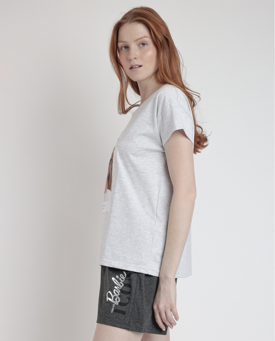 BARBIE Pijama Manga Corta Forever Icon para Mujer GRIS JASPE BARBIE Pijama Manga Corta Forever Icon para Mujer GRIS JASPE