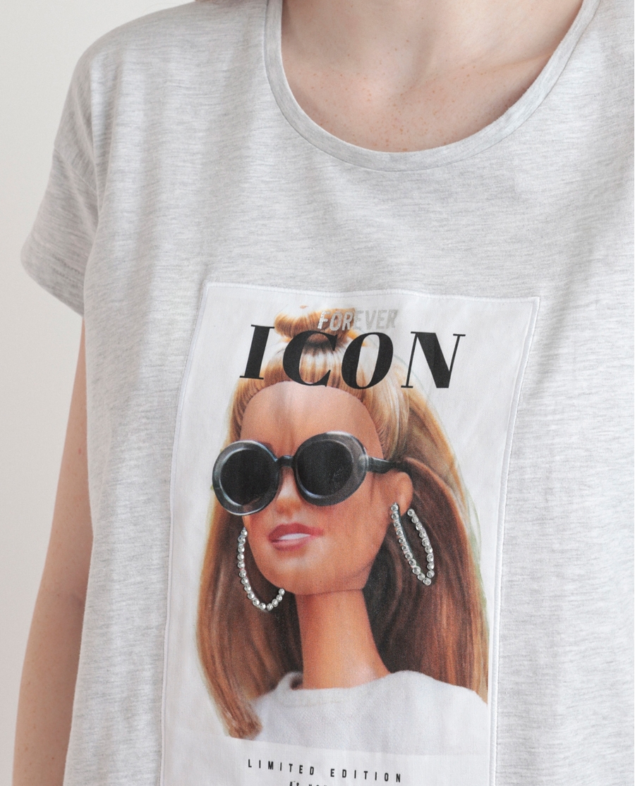 BARBIE Pijama Manga Corta Forever Icon para Mujer GRIS JASPE BARBIE Pijama Manga Corta Forever Icon para Mujer GRIS JASPE