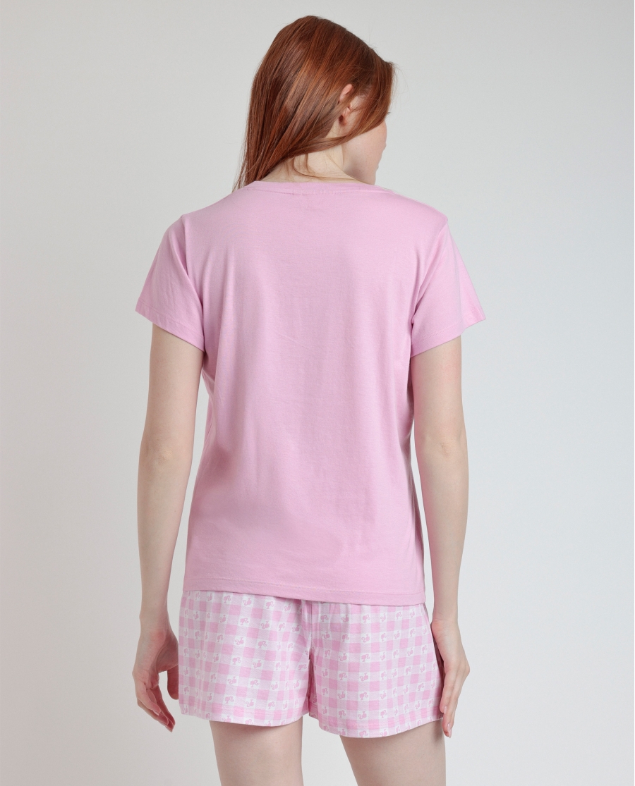 BARBIE Pijama Manga Corta Vichy World para Mujer ROSA BARBIE Pijama Manga Corta Vichy World para Mujer ROSA