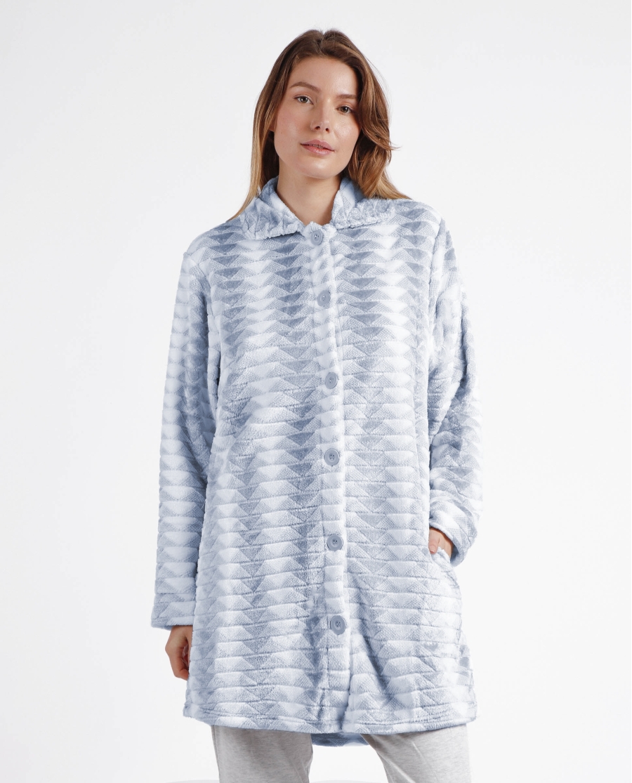 ADMAS CLASSIC Bata Manga Larga Calentita Triangle para Mujer AZUL