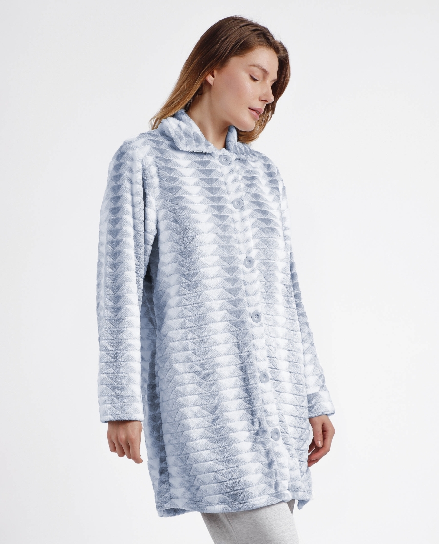 ADMAS CLASSIC Bata Manga Larga Calentita Triangle para Mujer AZUL