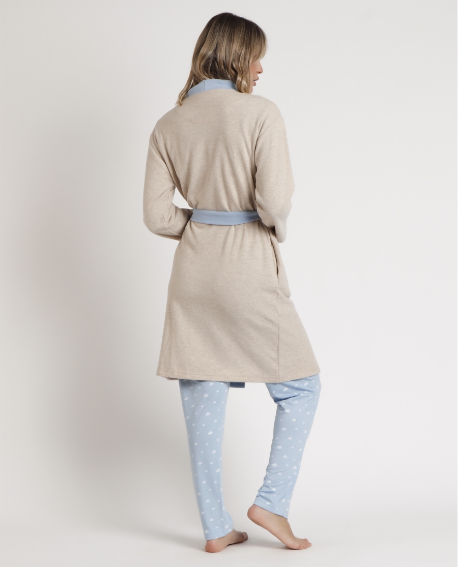 ADMAS Bata Manga Larga Sleep All Day para Mujer BEIGE
