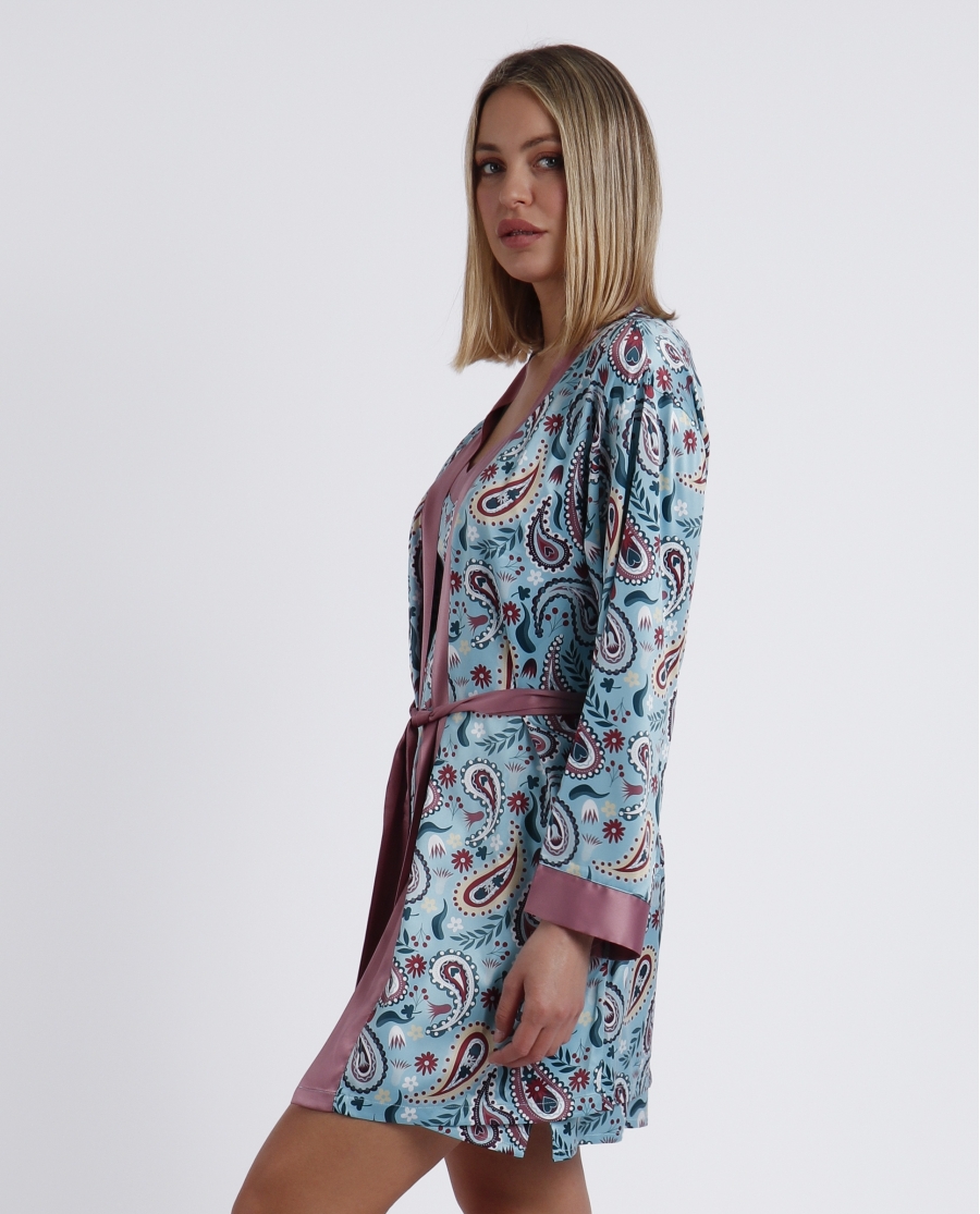 ADMAS GARDEN Bata Novia Water Paisley para Mujer AQUA ADMAS GARDEN Bata Novia Water Paisley para Mujer AQUA