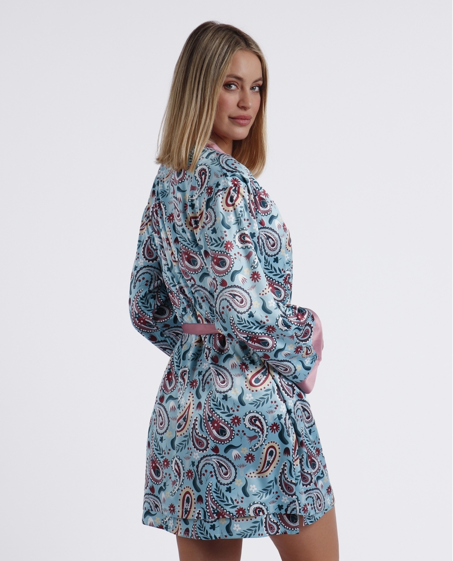 ADMAS GARDEN Bata Novia Water Paisley para Mujer AQUA ADMAS GARDEN Bata Novia Water Paisley para Mujer AQUA