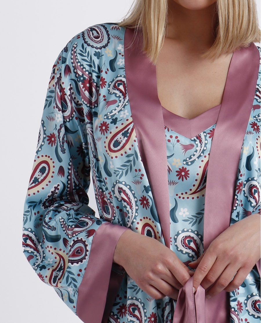 ADMAS GARDEN Bata Novia Water Paisley para Mujer AQUA ADMAS GARDEN Bata Novia Water Paisley para Mujer AQUA