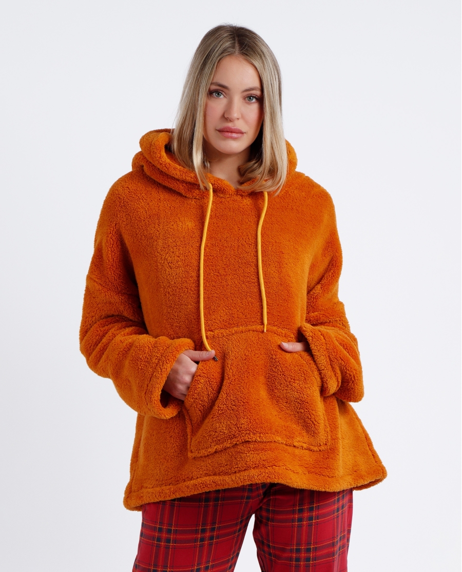 ADMAS Sudadera Manga Larga Calentita Corel Capucha para Mujer OCRE ADMAS Sudadera Manga Larga Calentita Corel Capucha para Mujer OCRE
