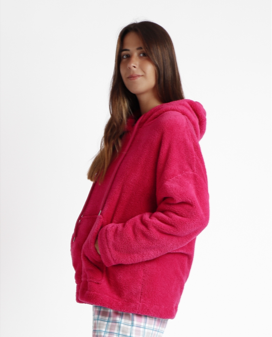 ADMAS Sudadera Manga Larga Calentita Corel Capucha para Mujer ROSA