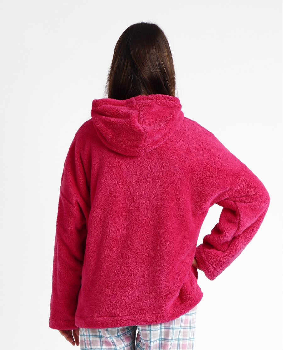 ADMAS Sudadera Manga Larga Calentita Corel Capucha para Mujer ROSA