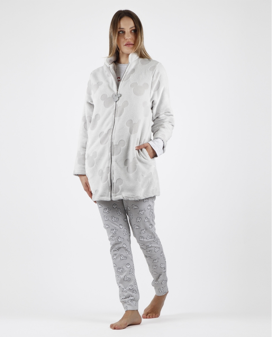 DISNEY Bata Manga Larga Calentita Mickey Hugs 2 para Mujer GRIS DISNEY Bata Manga Larga Calentita Mickey Hugs 2 para Mujer GRIS