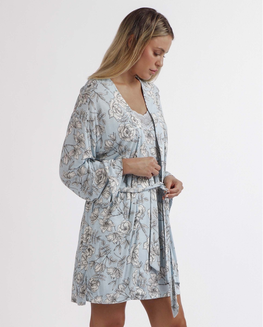 ADMAS GARDEN Bata Manga Larga Flowers para Mujer HIELO ADMAS GARDEN Bata Manga Larga Flowers para Mujer HIELO