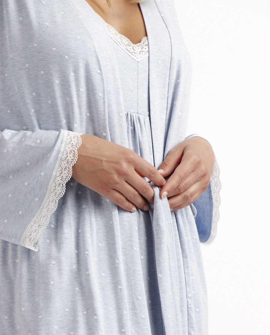 ADMAS CLASSIC Bata Manga Larga Soft Hearts para Mujer AZUL ADMAS CLASSIC Bata Manga Larga Soft Hearts para Mujer AZUL