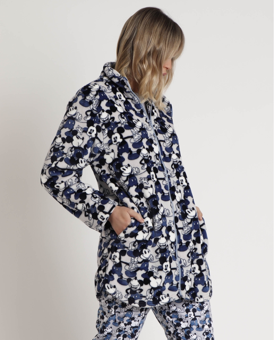 DISNEY Bata Manga Larga Calentita Mickey Jeans para Mujer AZUL