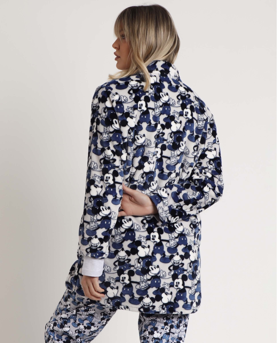 DISNEY Bata Manga Larga Calentita Mickey Jeans para Mujer AZUL