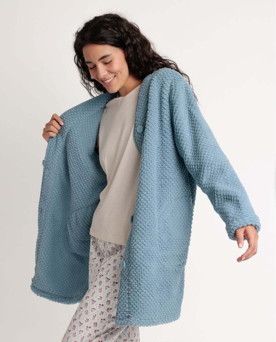 ADMAS GARDEN Bata Manga Larga Calentita Let´s Get Lost para Mujer AZUL ADMAS GARDEN Bata Manga Larga Calentita Let´s Get Lost para Mujer AZUL