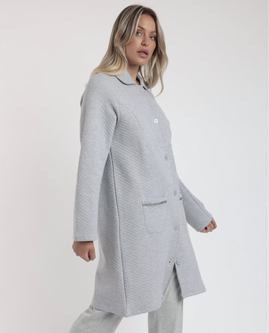 ADMAS CLASSIC Bata Manga Larga Acolchada Classic Soft para Mujer GRIS JASPE ADMAS CLASSIC Bata Manga Larga Acolchada Classic Soft para Mujer GRIS JASPE