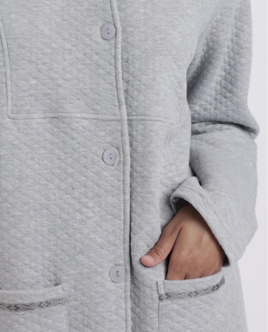 ADMAS CLASSIC Bata Manga Larga Acolchada Classic Soft para Mujer GRIS JASPE ADMAS CLASSIC Bata Manga Larga Acolchada Classic Soft para Mujer GRIS JASPE