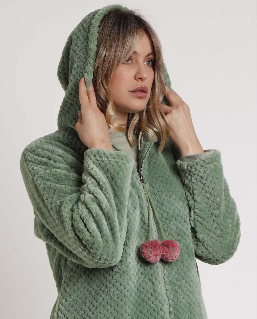 ADMAS Bata Manga Larga Calentita Art Is Life para Mujer VERDE HOJA ADMAS Bata Manga Larga Calentita Art Is Life para Mujer VERDE HOJA